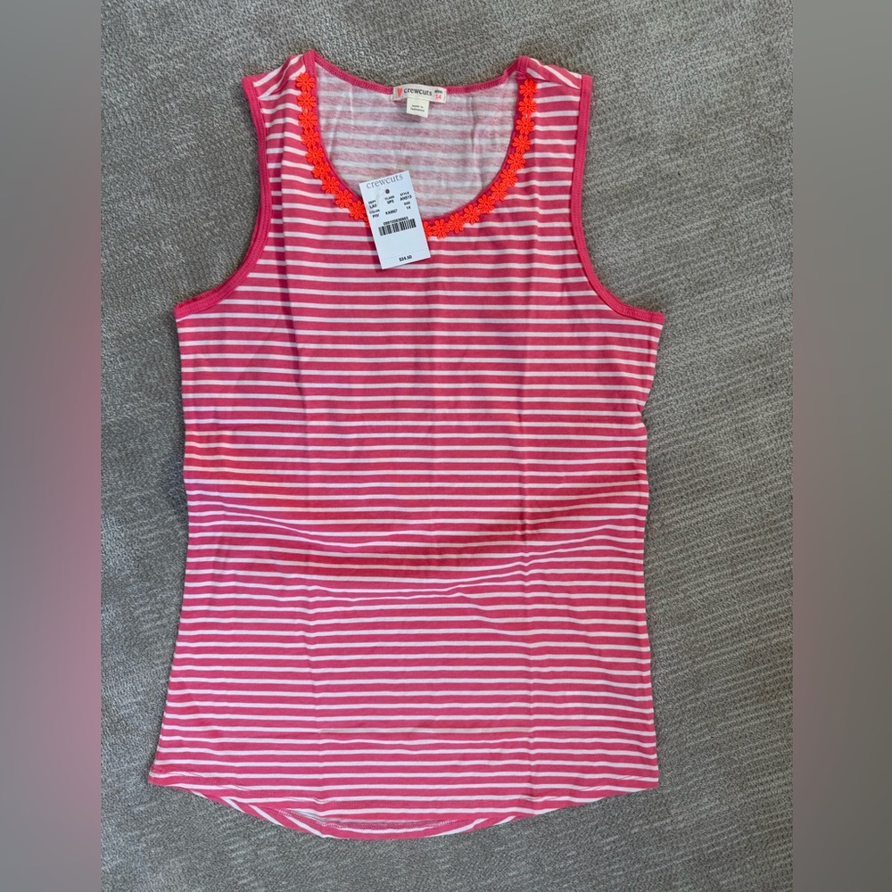 Crewcuts Pink and White Striped Tank Top
